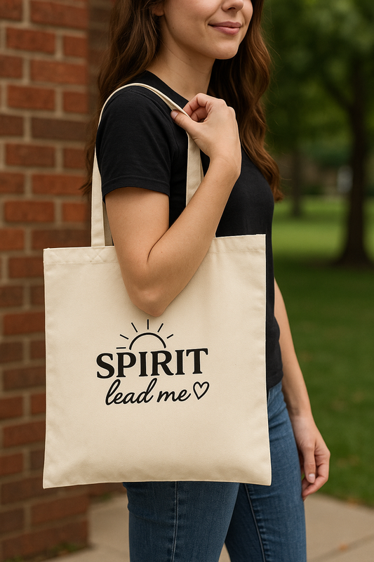 “Spirit Lead Me” Inspirational Cotton Tote Bag | Faith-Based Everyday Carry