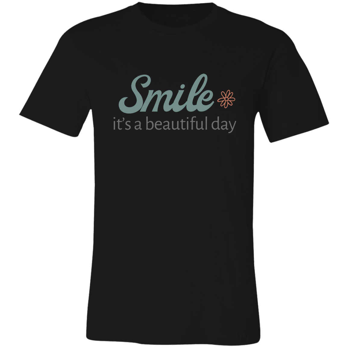 Vintage Black inspirational graphic t-shirt featuring the phrase “Smile It’s a Beautiful Day”