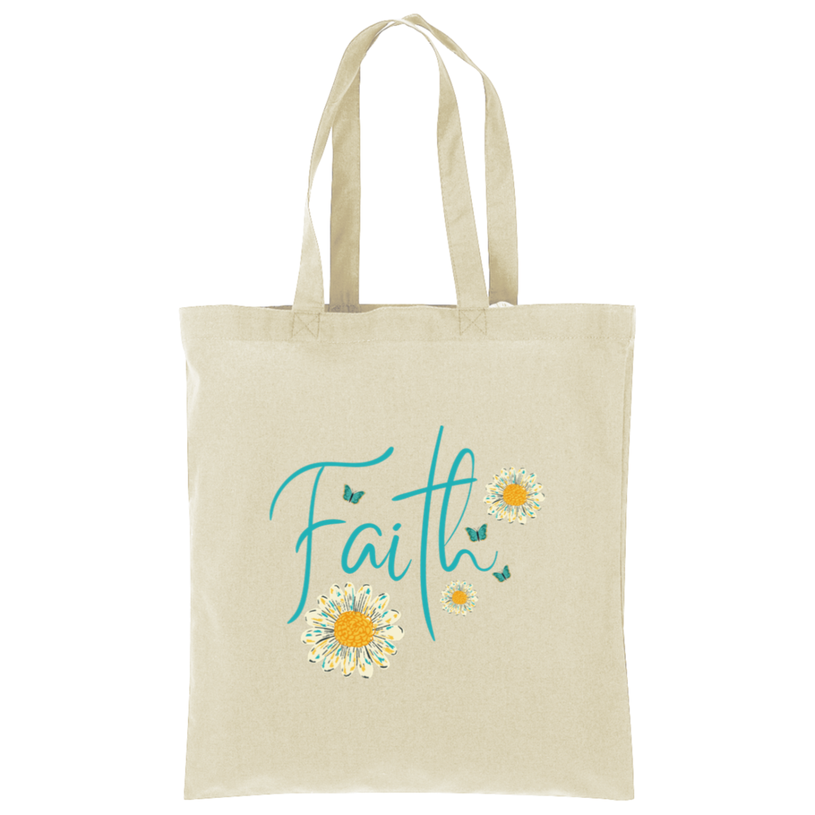 Faith floral inspirational canvas tote bag in natural
