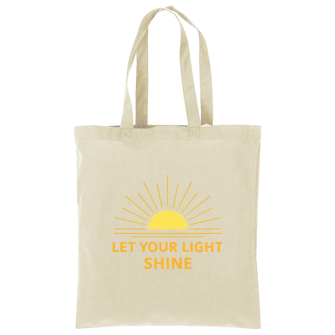 Natural canvas faith tote bag with Let Your Light Shine print