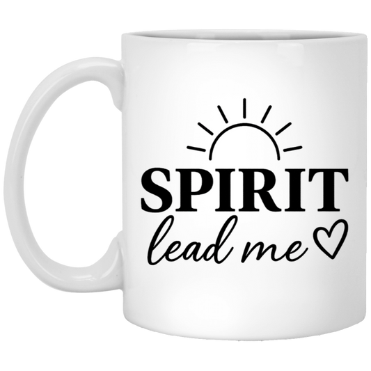 11 oz ceramic coffee mug featuring the Spirit Lead Me inspirational design
