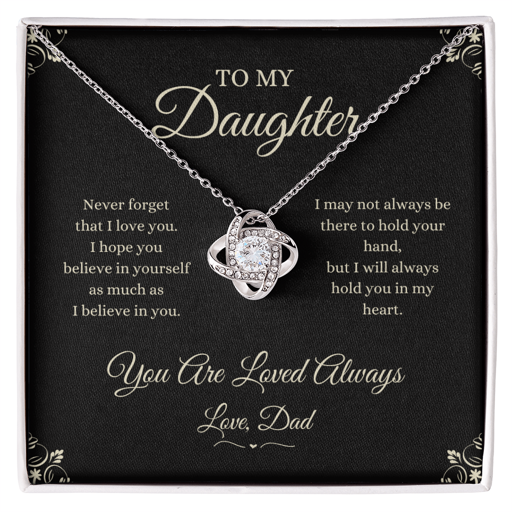 To My Daughter – “You Are Loved Always” Love Knot Necklace from Dad