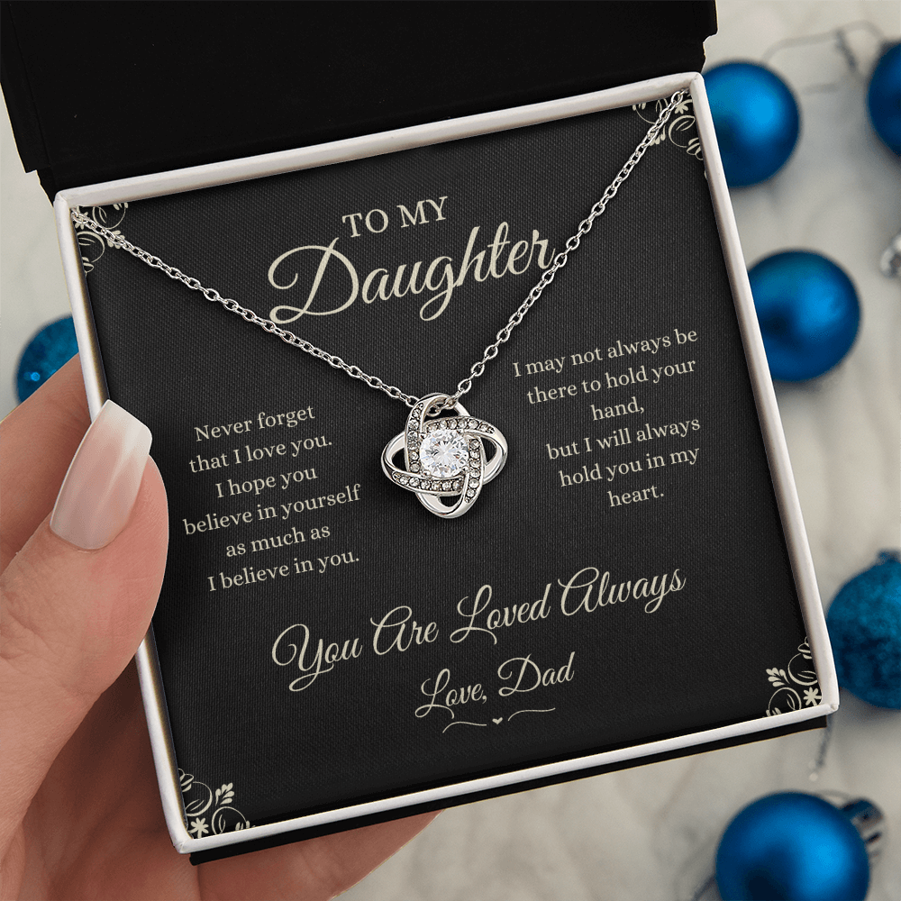 To My Daughter – “You Are Loved Always” Love Knot Necklace from Dad