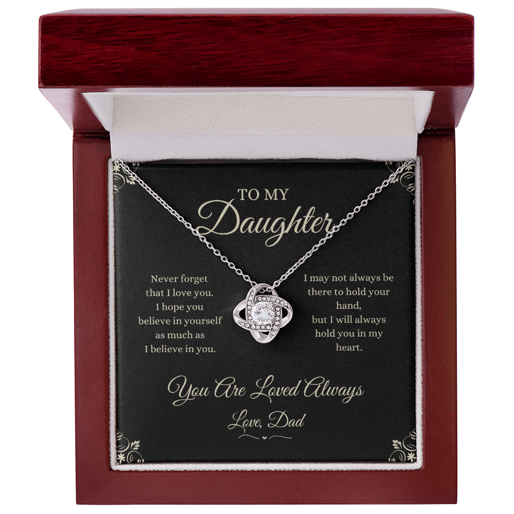 To My Daughter – “You Are Loved Always” Love Knot Necklace from Dad